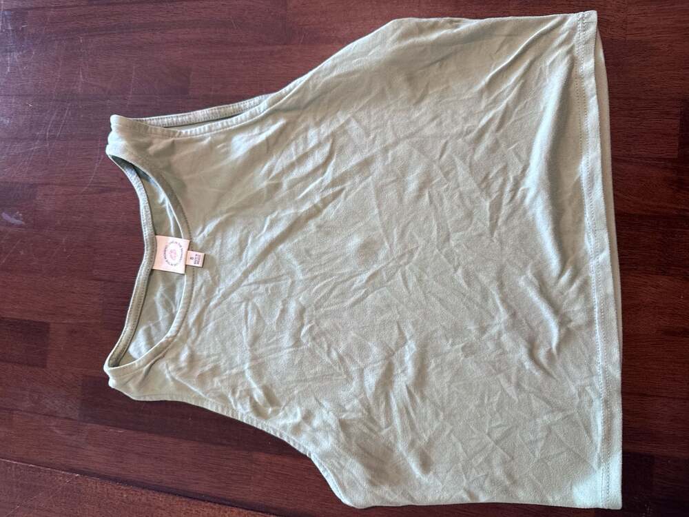 Live In The Moment Sage Green High Neck Cropped Tank Top Size Small